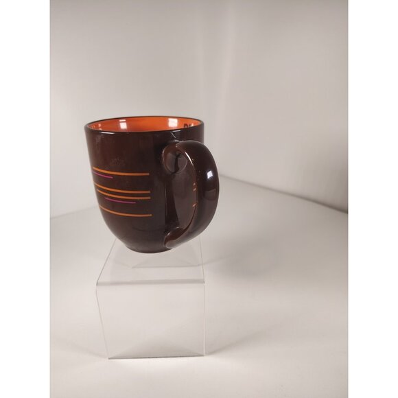 Dunkin Donuts Coffee Mug Collector DD 2011 14oz Brown Orange Pink Stripe - Picture 3 of 6